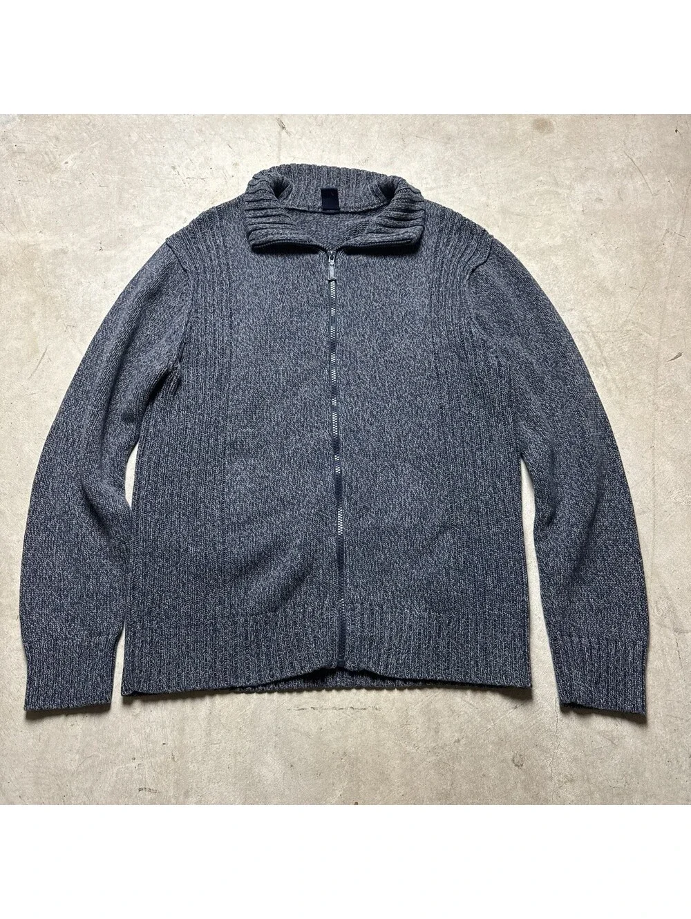 VTG Gap Sweater Mens L Blue Zip Up Chunky Grandpa 2004 Knit